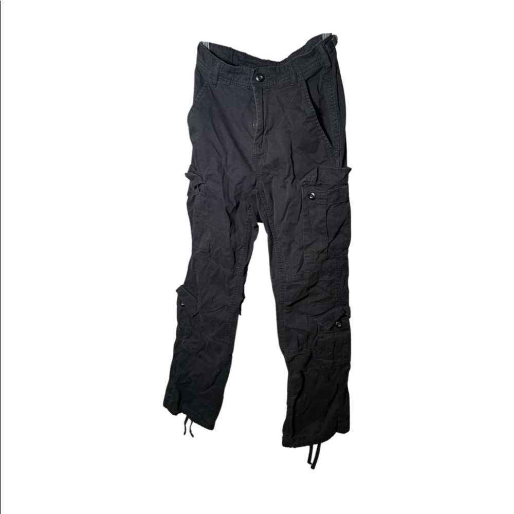 Men black cargo pants 26x30, used.  No Boundaries brand, similar to wrangler